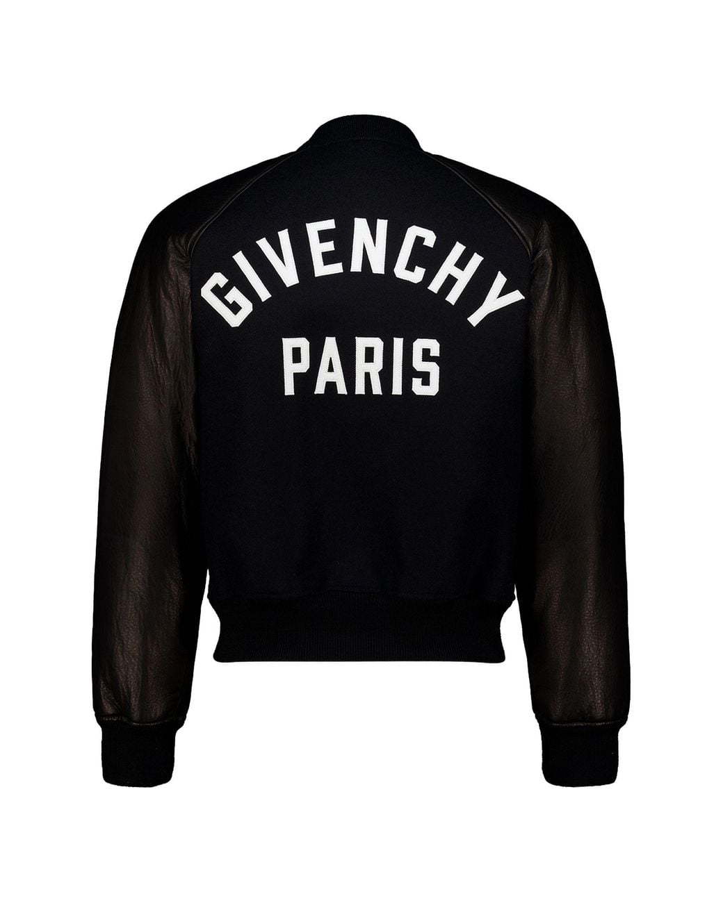Givenchy Black Wool And Leather Bomber With Logo Patch for men