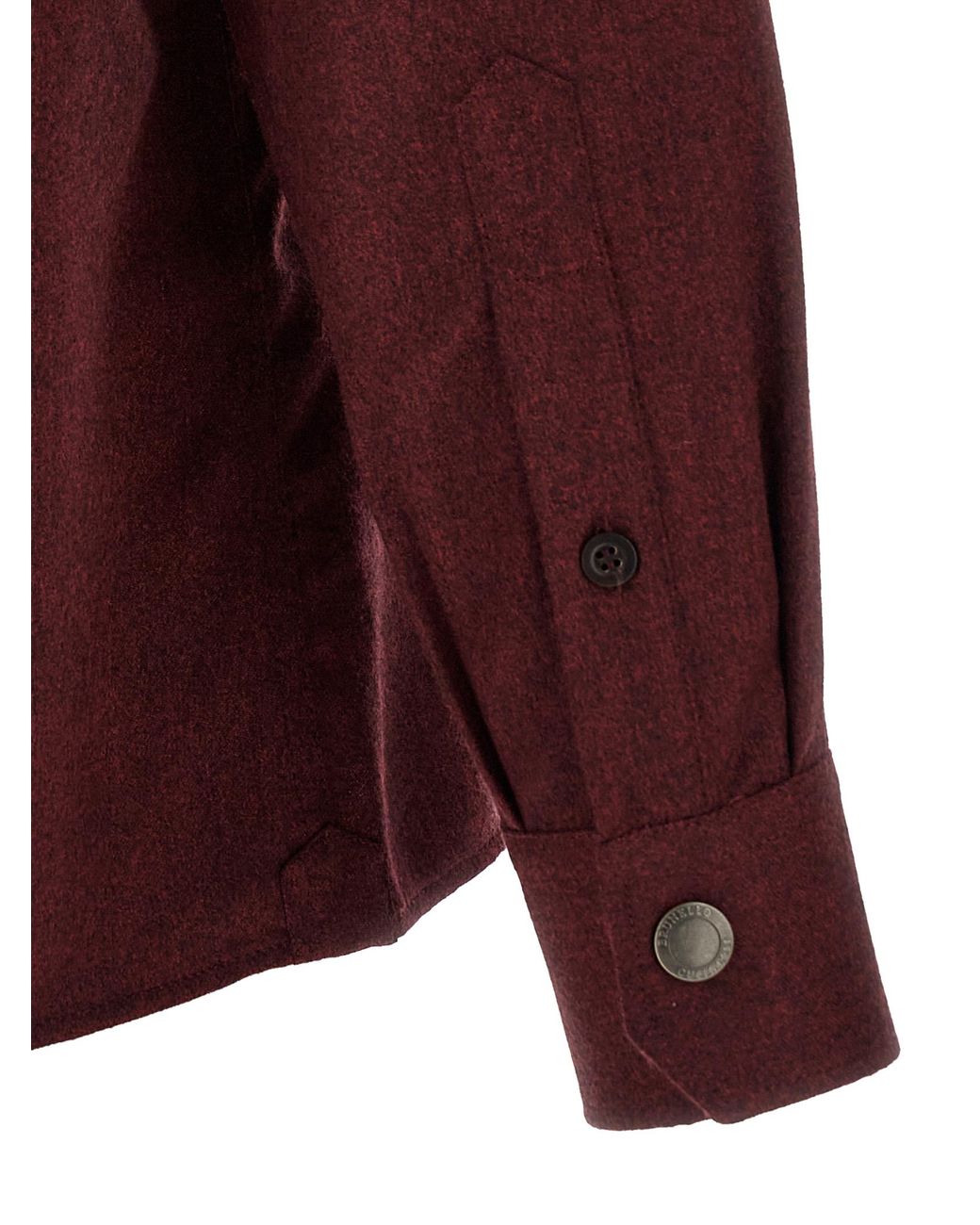 Brunello Cucinelli Red Flannel Overshirt for men