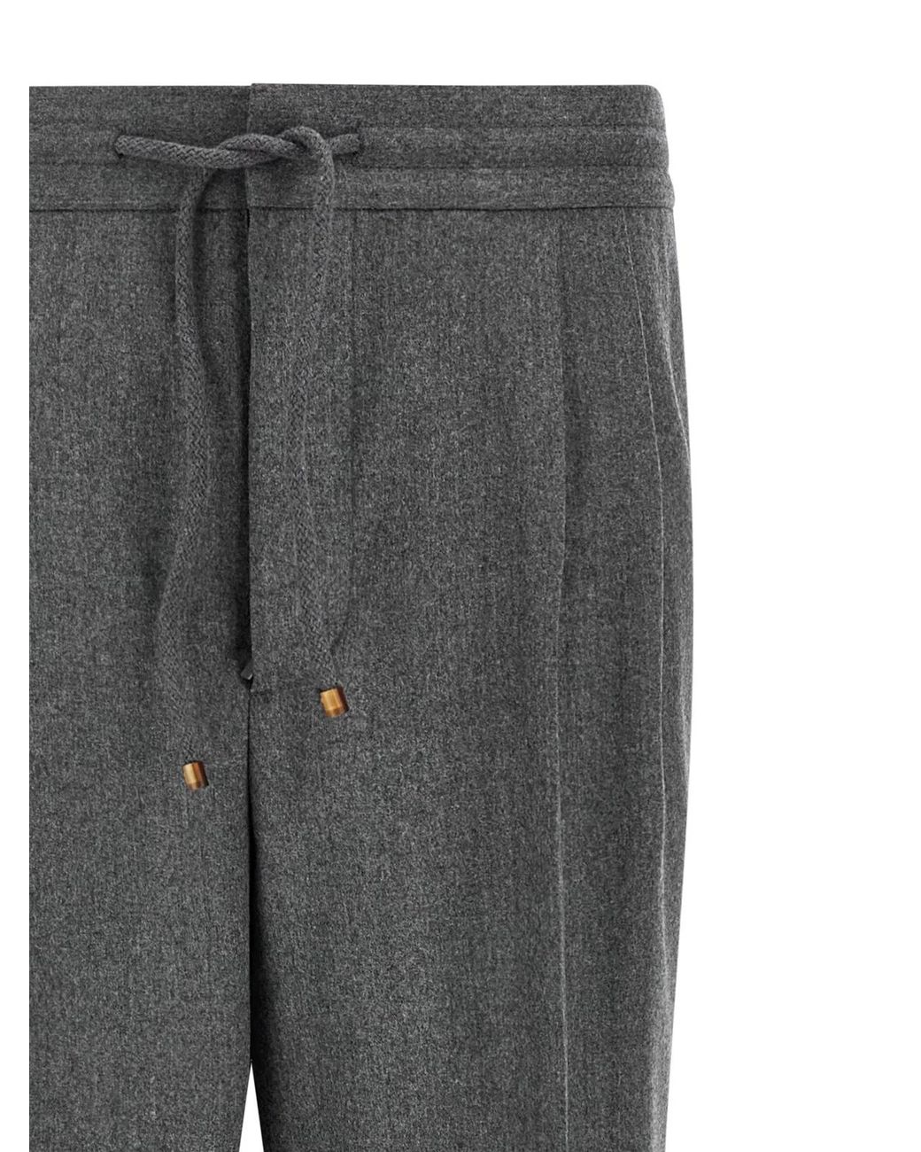 Brunello Cucinelli Gray Wool Flannel Pants for men