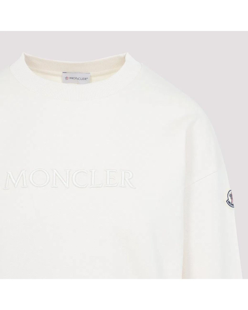 Moncler White Hoodie With Embroidered Logo