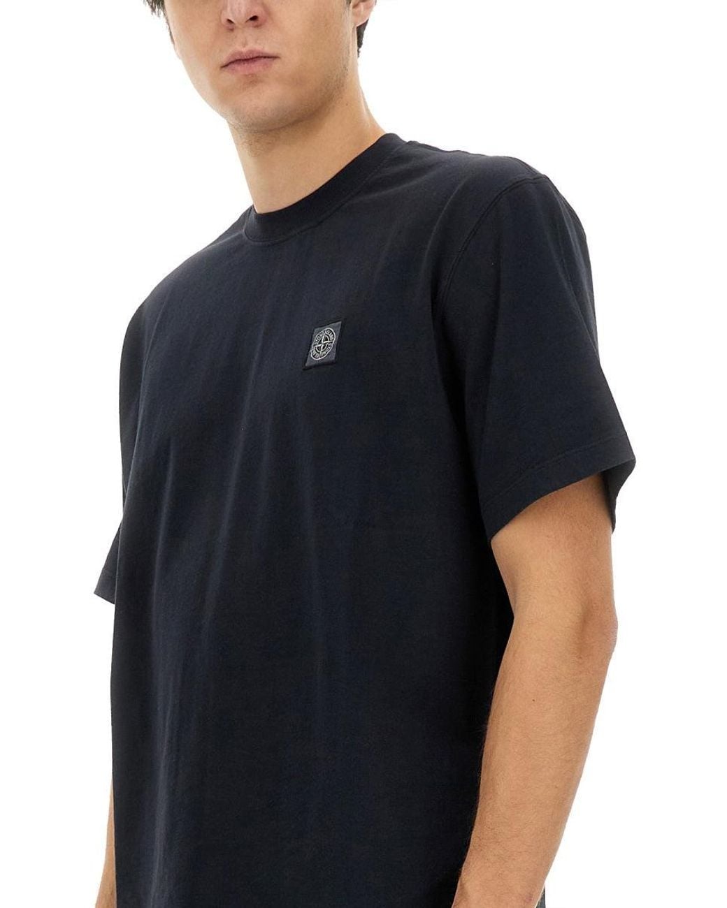 Stone Island Black T-Shirt With Logo for men