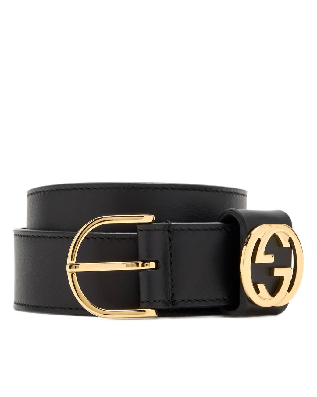 Gucci Black Belt With Round Buckle