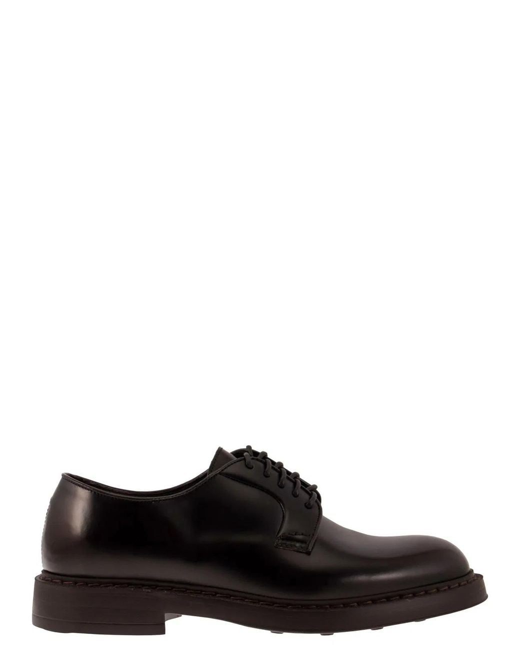 Doucal's Black Leather Derby Lace-Up for men