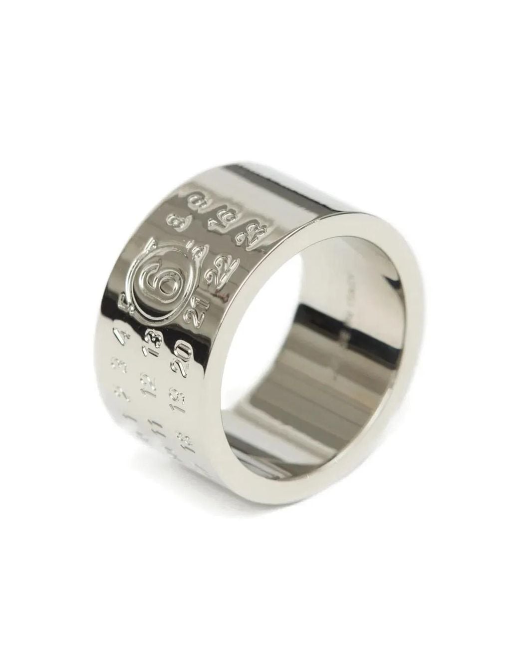 MM6 by Maison Margiela White Minimal Logo 12Mm Ring for men