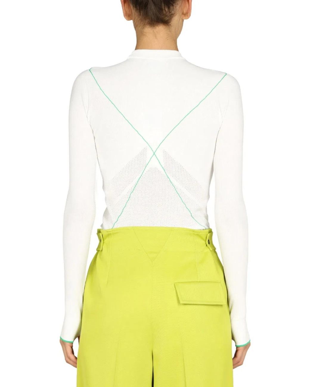 Bottega Veneta White Contrasting Seams Sweater