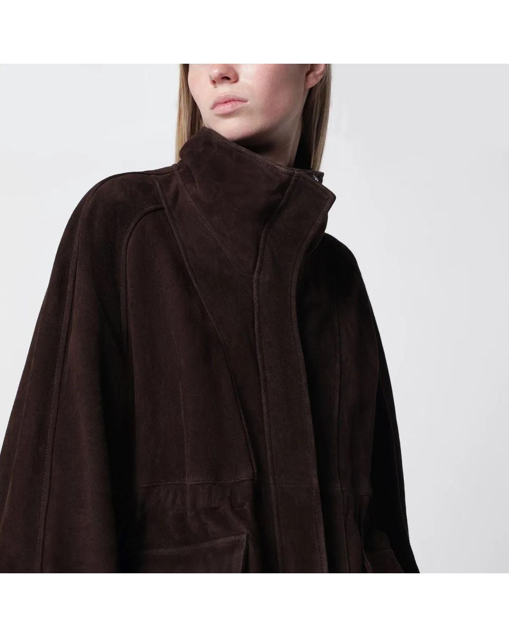 Nour Hammour Black Mocha Quai Fluid Suede Jacket