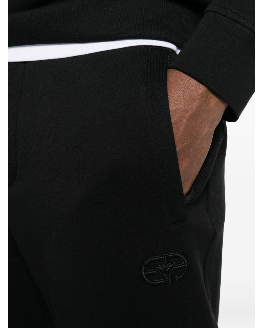 Emporio Armani Black Logo Cotton Sweatpants for men