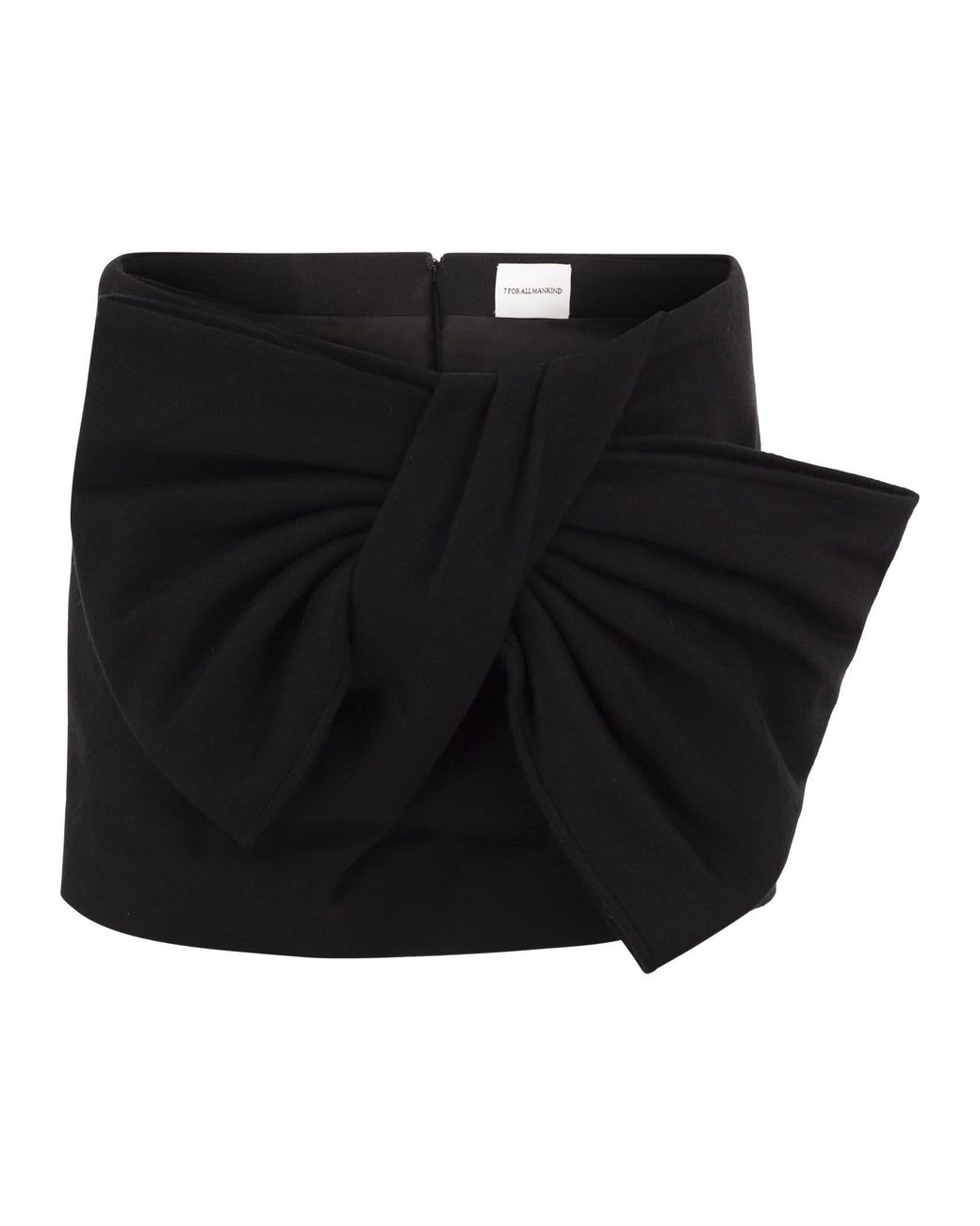 7 For All Mankind Black Wool Blend Mini Skirt With Oversized Bow