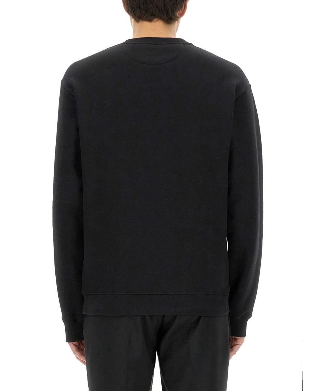 Valentino Black Cotton Crewneck Sweatshirt With Chez Patch for men