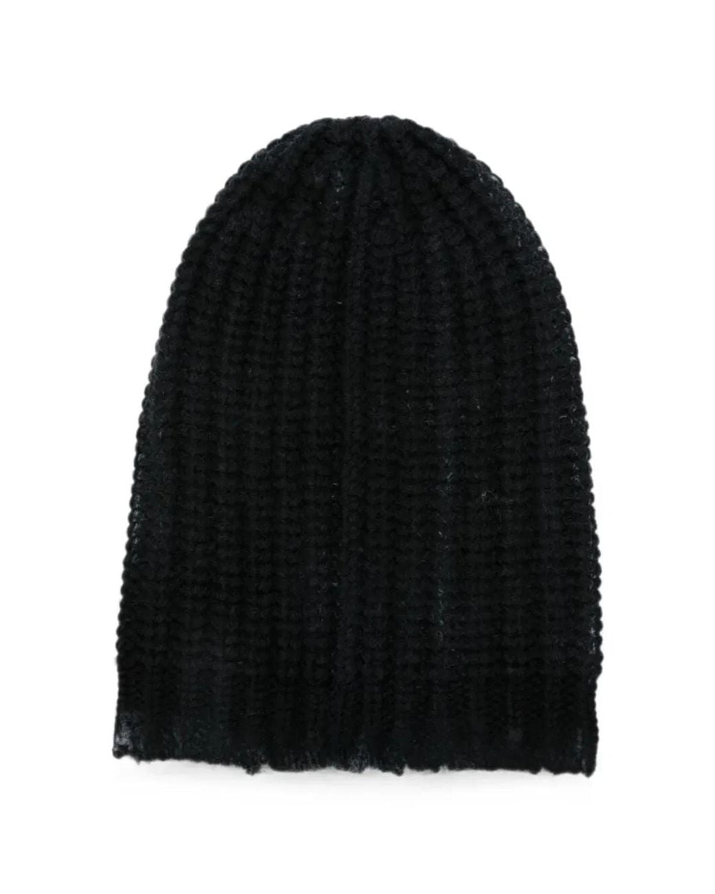 Avant Toi Black Hand Painted Corn Cob Stitch Hat With Destroyed Edges for men