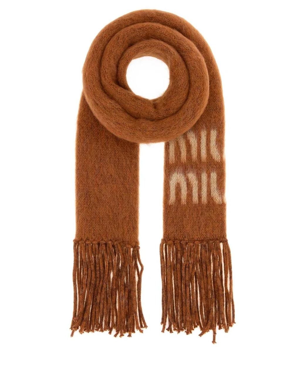 Miu Miu Brown Mohair Blend Scarf