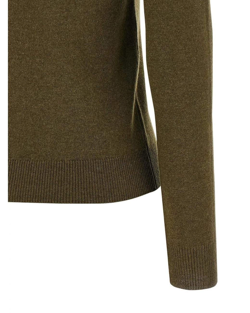 Saint Laurent Green Cashmere V-Neck Sweater