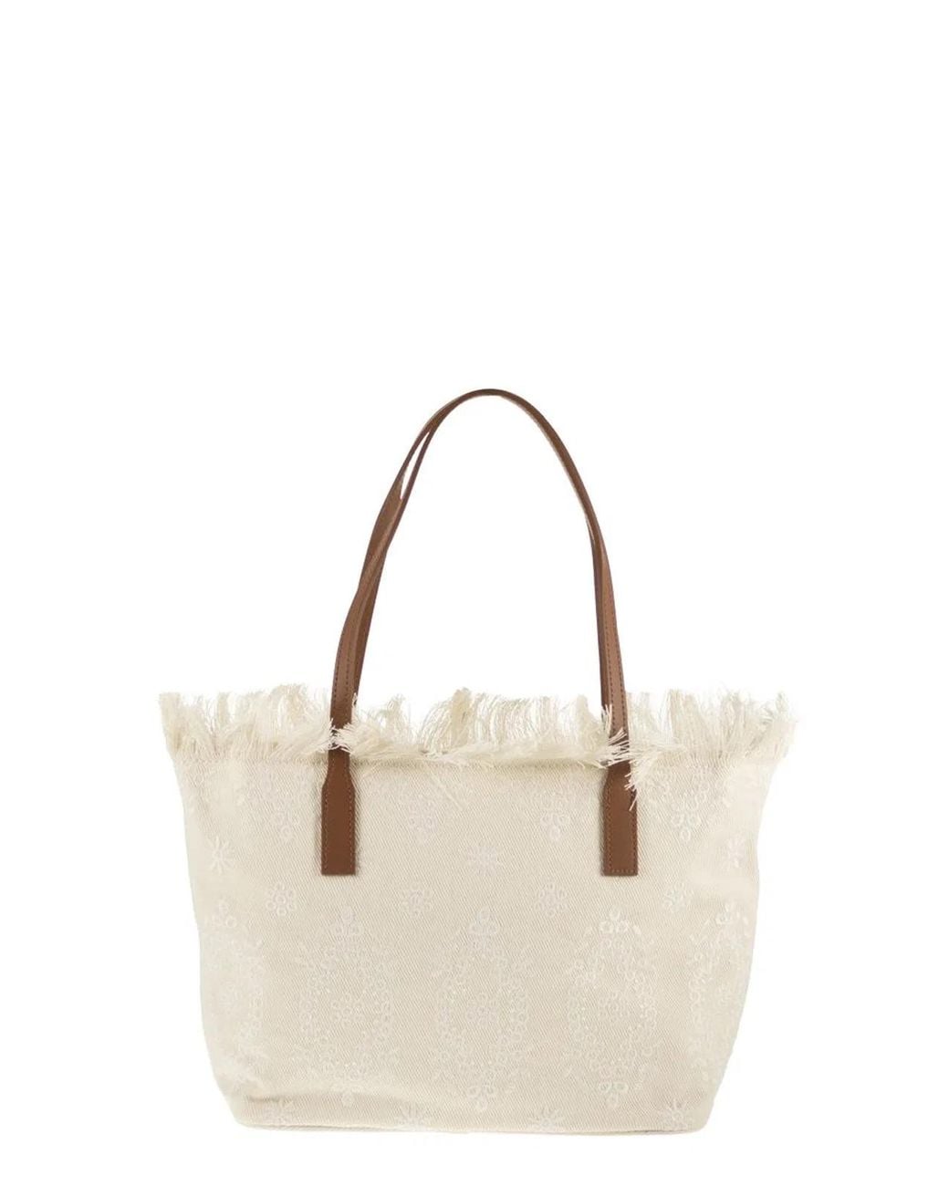 Mc2 Saint Barth Natural City Sangallo Shopper Bag With Embroidered Logo