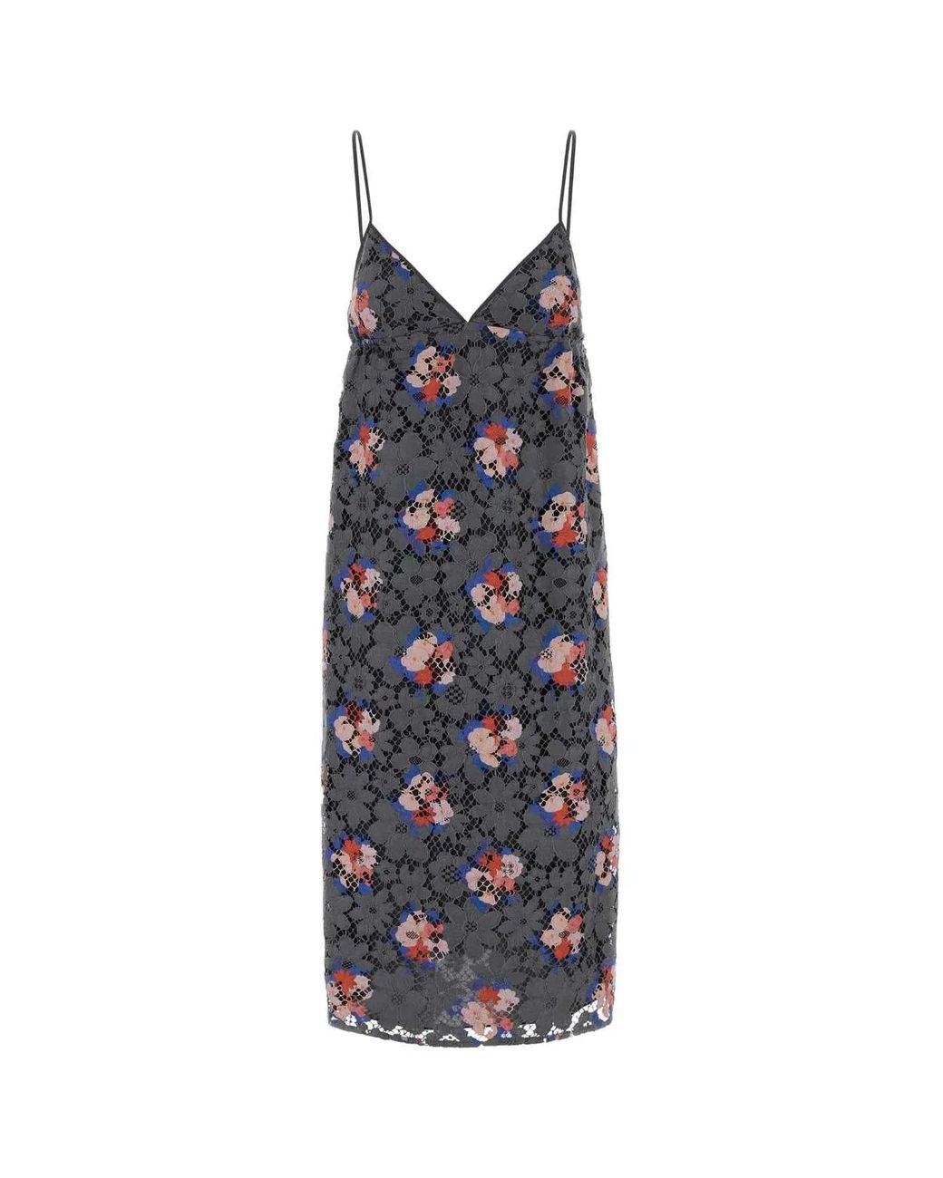 Fendi Gray Lace Dress With Print
