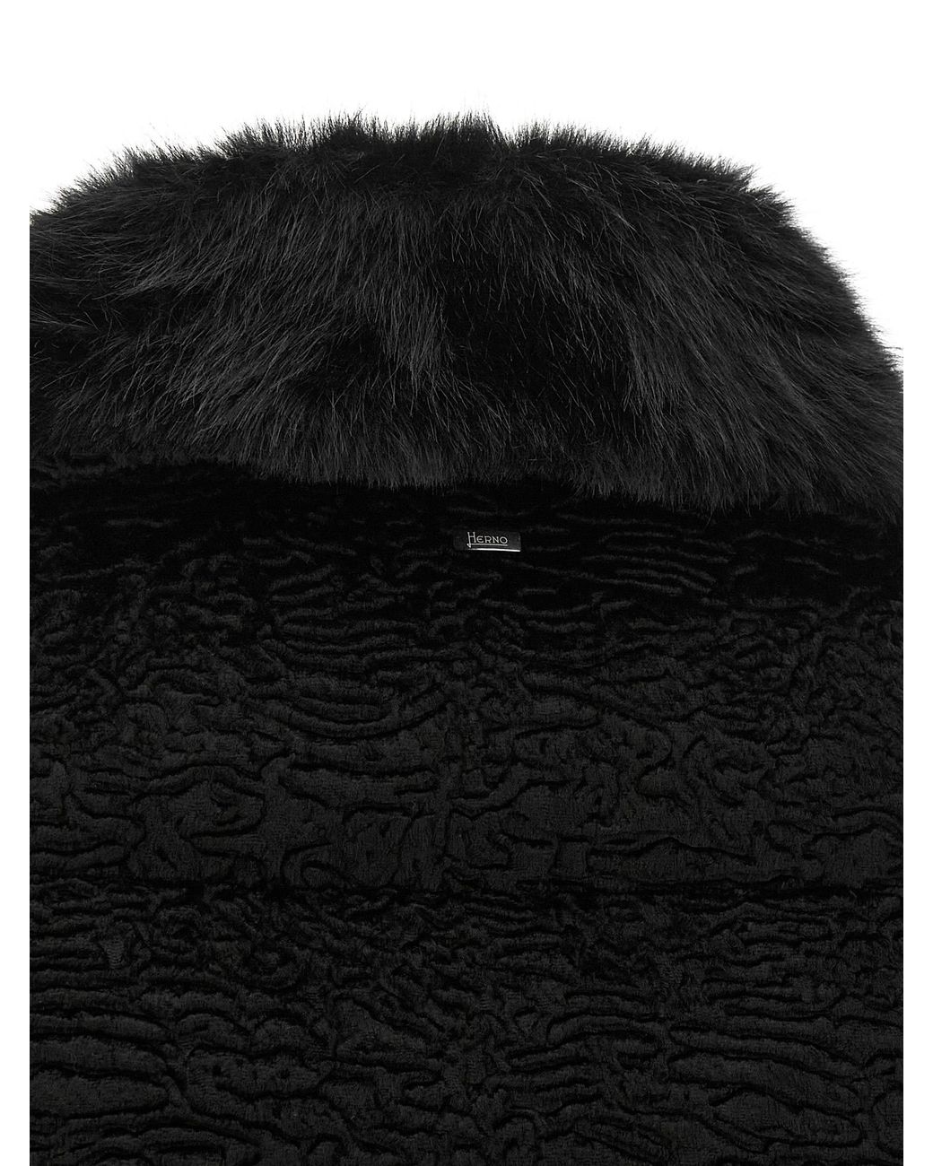Herno Black Astrakhan Effect Jacket