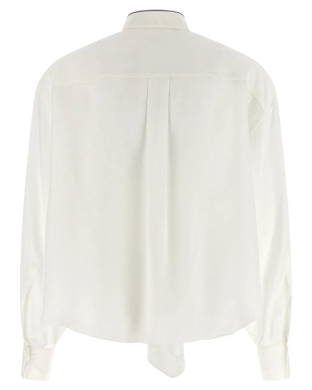 Brunello Cucinelli White Silk Blouse