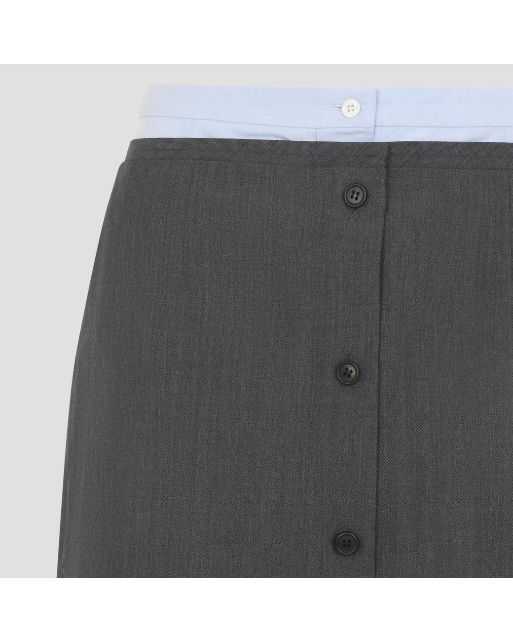 Prada Gray Ardesia Wool And Cotton Skirt