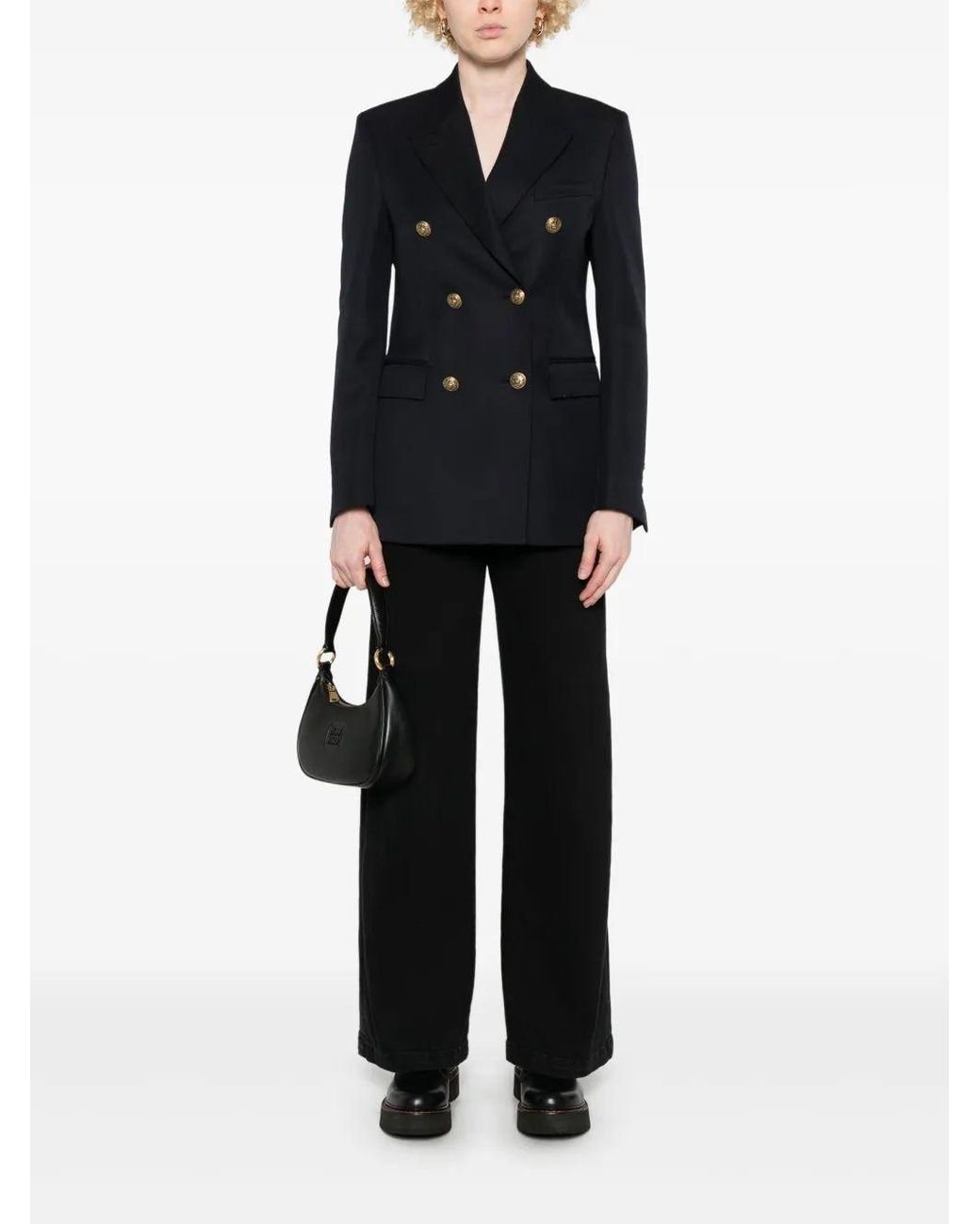 Golden Goose Deluxe Brand Black Double-Breasted Jacket With Flap Pockets