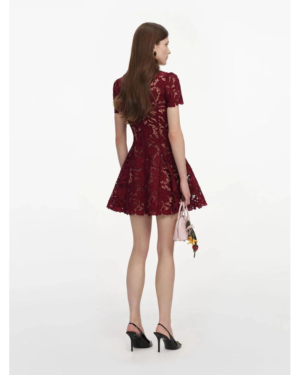 Self-Portrait Red Lace Mini Dress