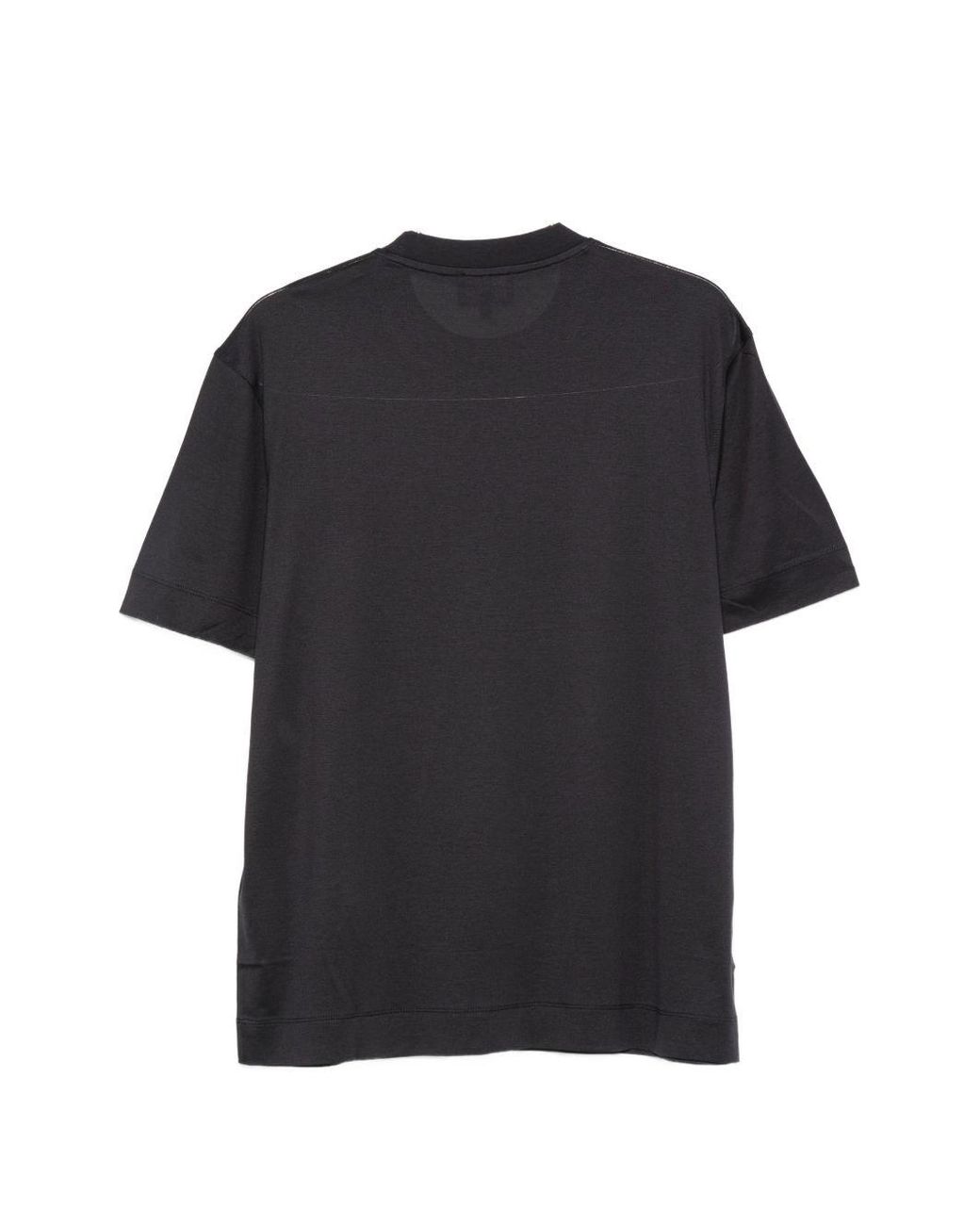 Emporio Armani Black Lyocell And Cotton Blend T-Shirt With Logo for men