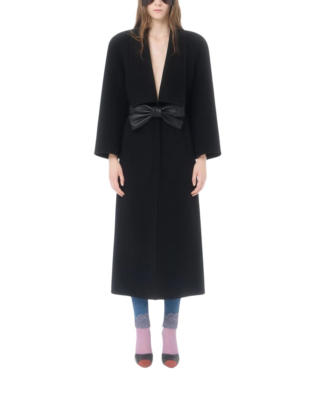 Valentino Black Bow-Belted Coat