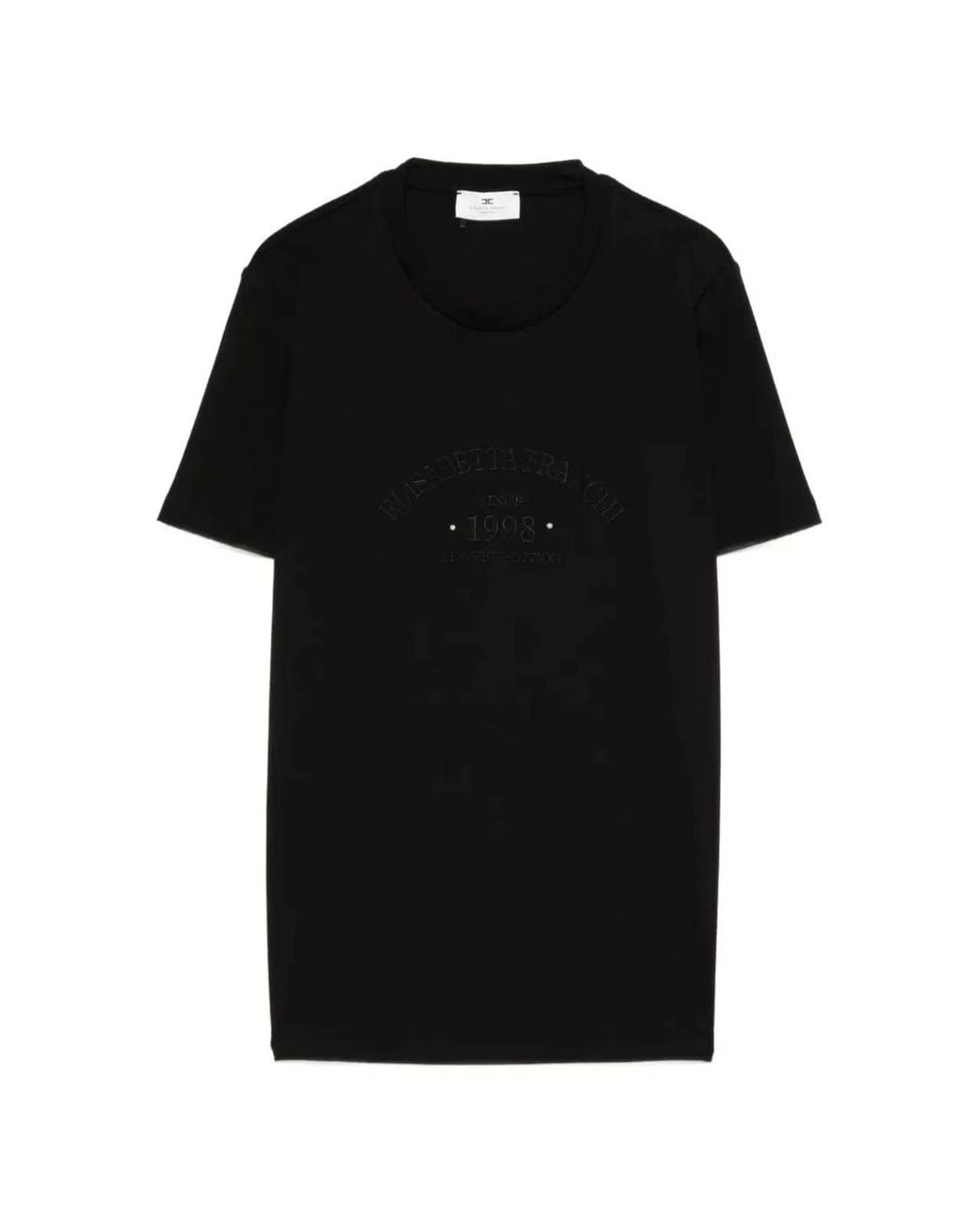Elisabetta Franchi Black Logo Embroidery Cotton T-Shirt