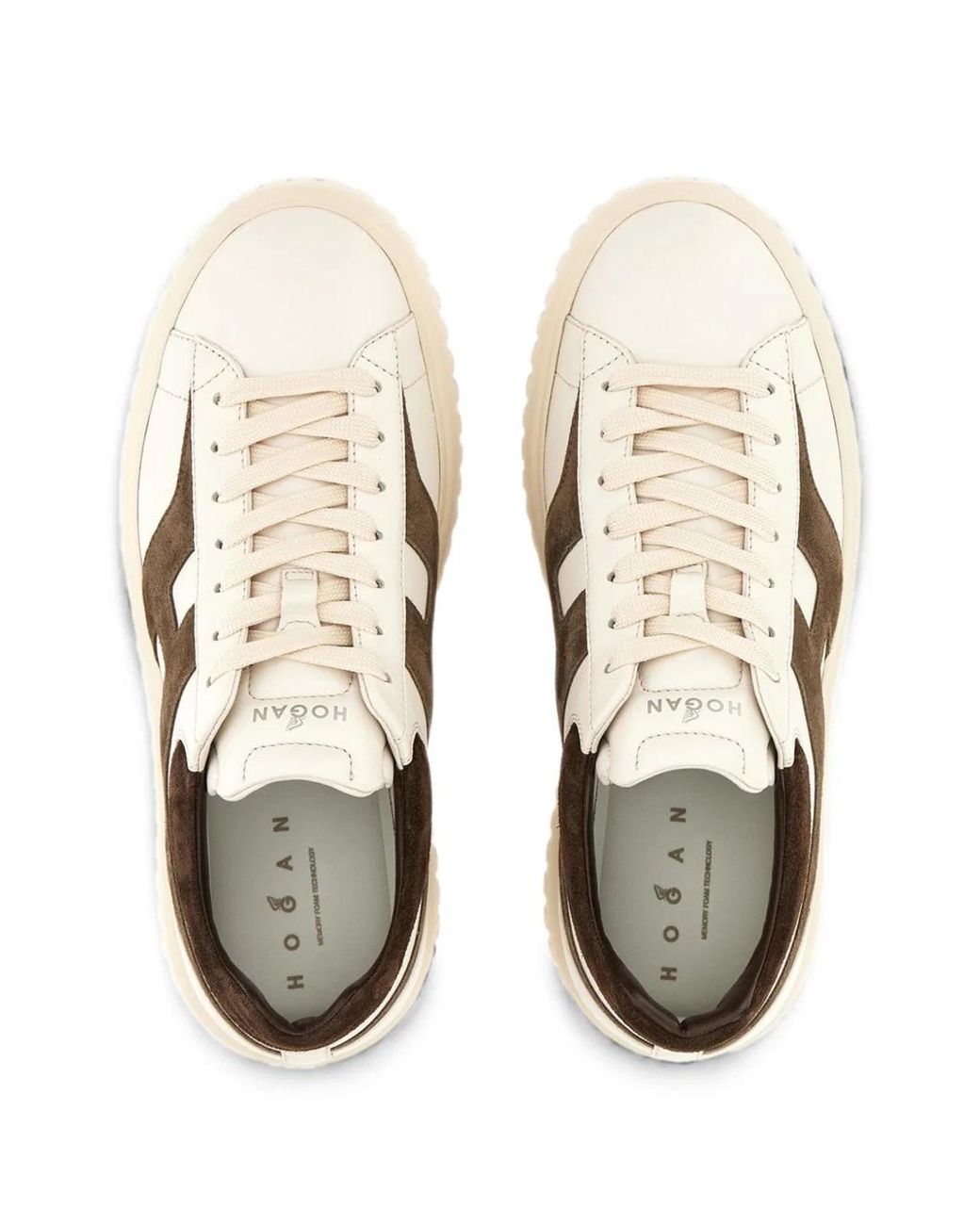 Hogan White H-Stripes Leather Sneakers for men