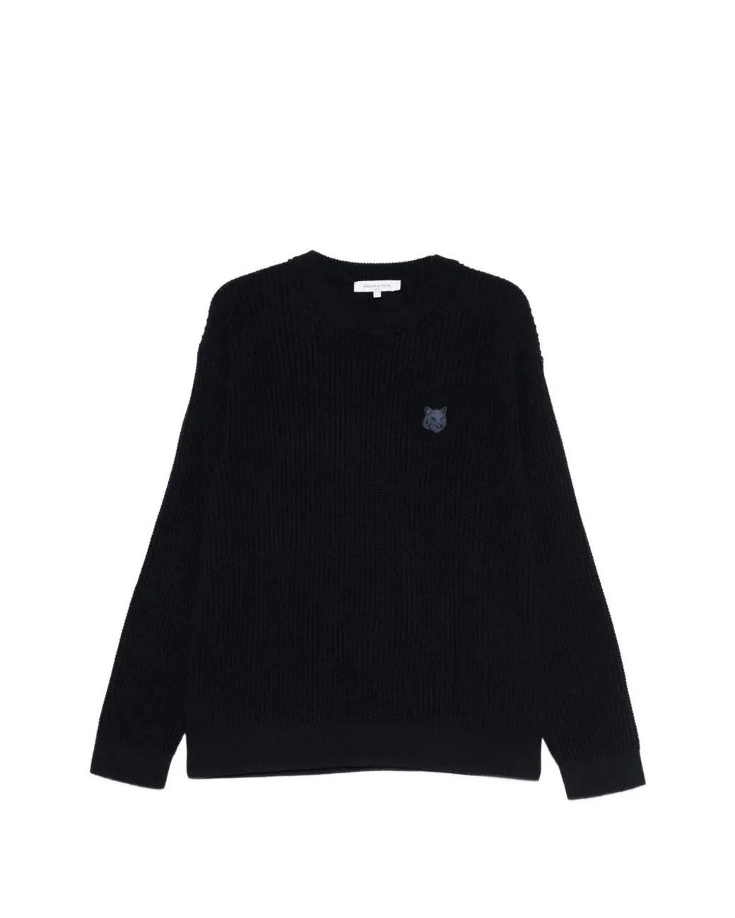 Maison Kitsuné Black Maison Kitsuné Fox Head Cotton Ribbed Jumper for men