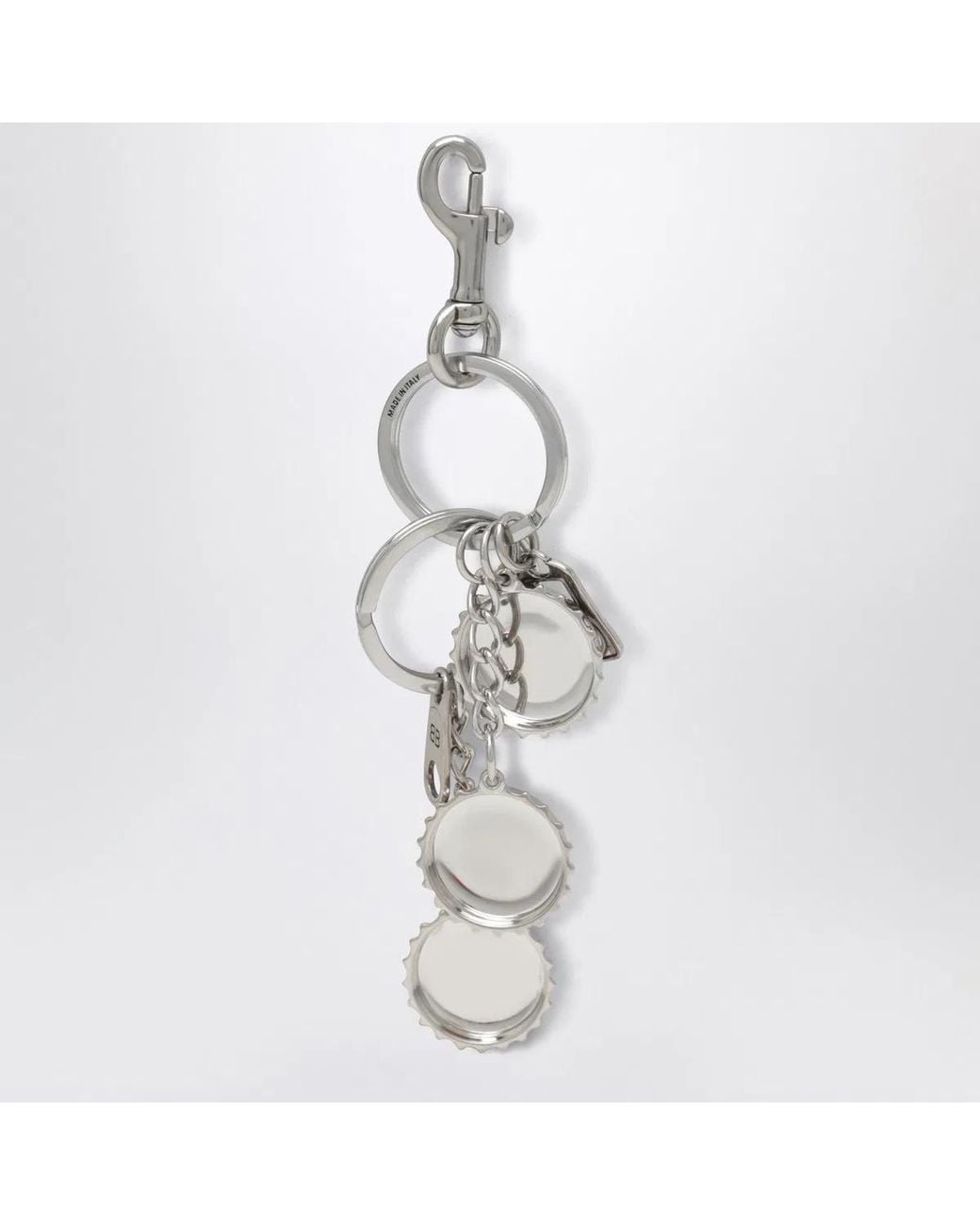 Balenciaga White Logo Bottle Cap Keyring Charm for men