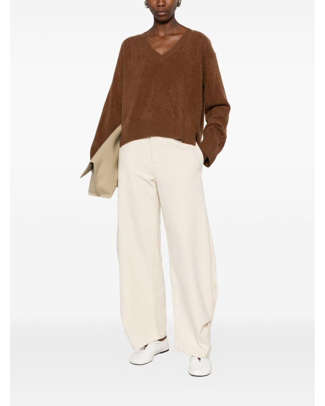 C.t. Plage Brown Wool V-Necked Jumper