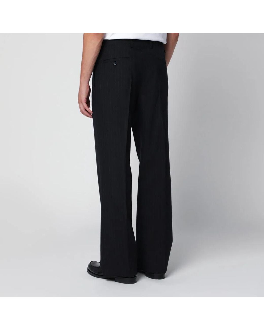 Lardini Black Pleated Trousers With Pinstripe Pattern for men
