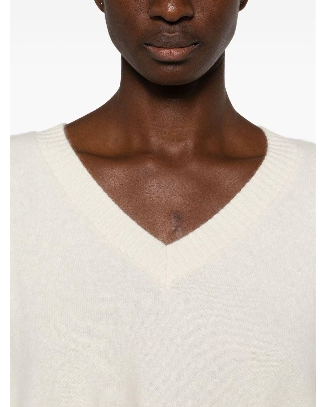 C.t. Plage Natural Wool V-Necked Jumper