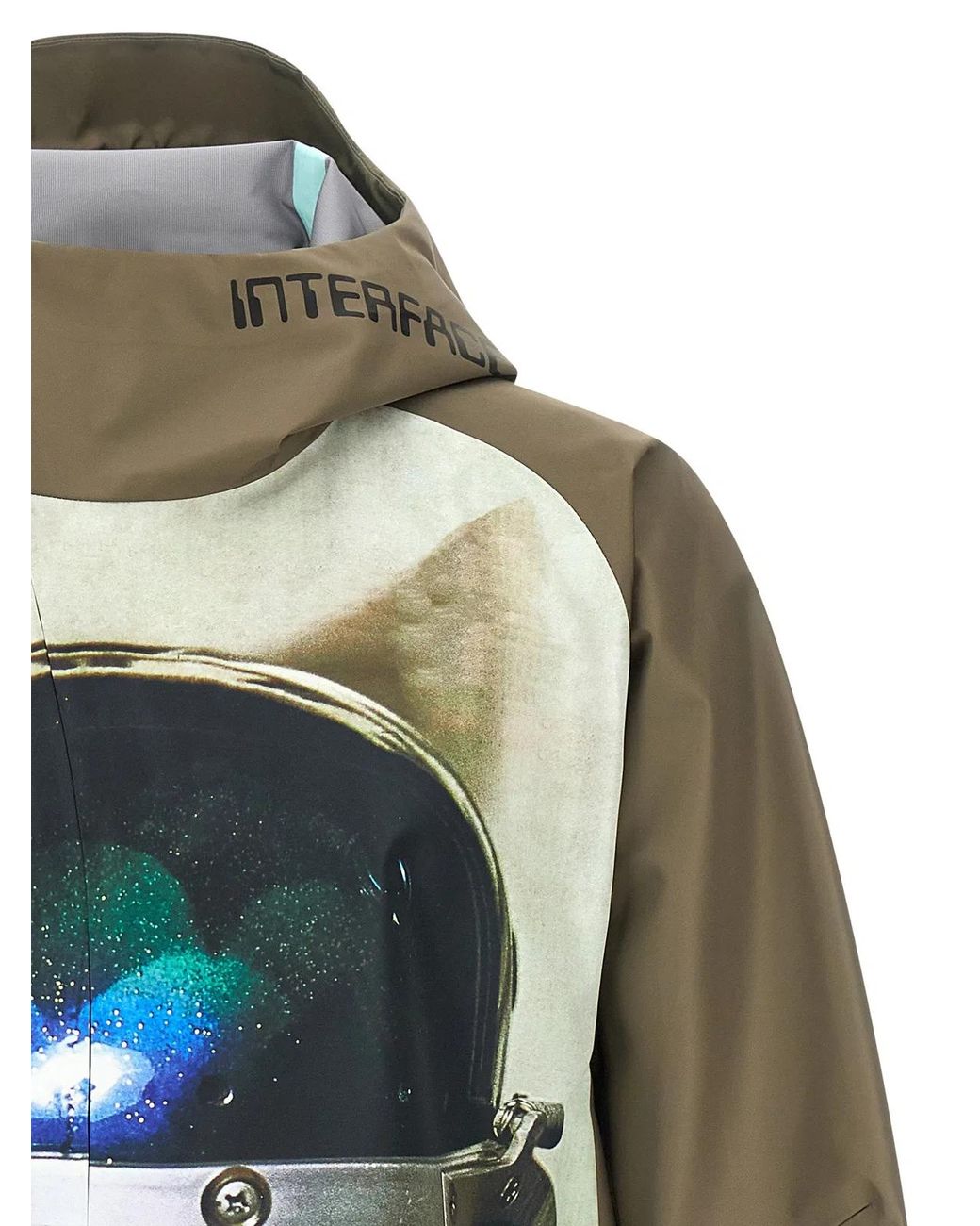 Undercover Gray Water-Repellent Nylon Jacket With Futuristic Artwork for men