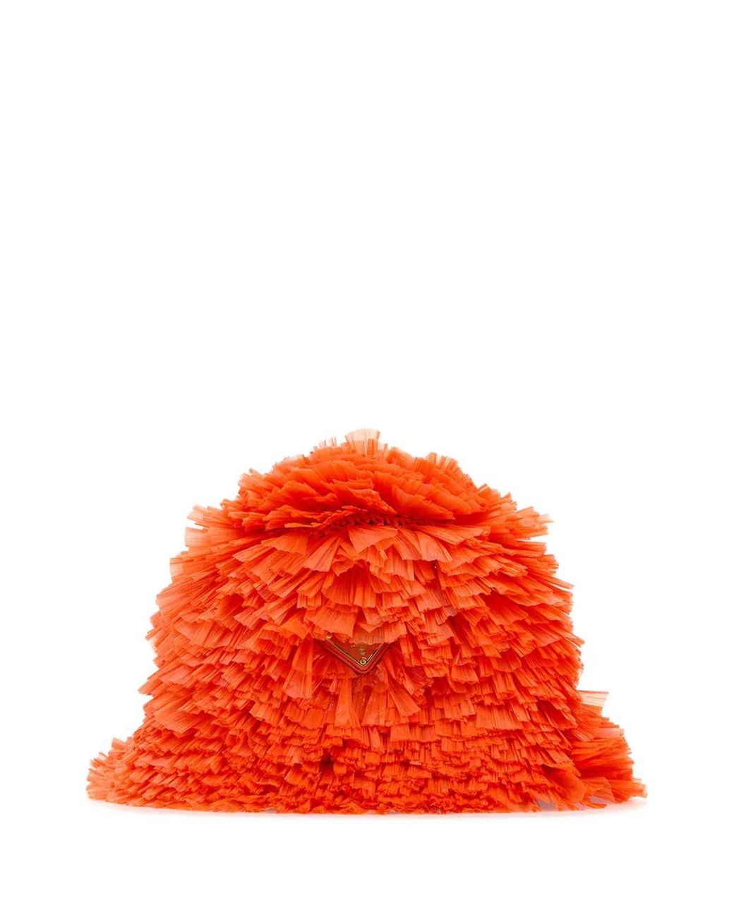 Prada Red Embellished Raffia Bucket Hat