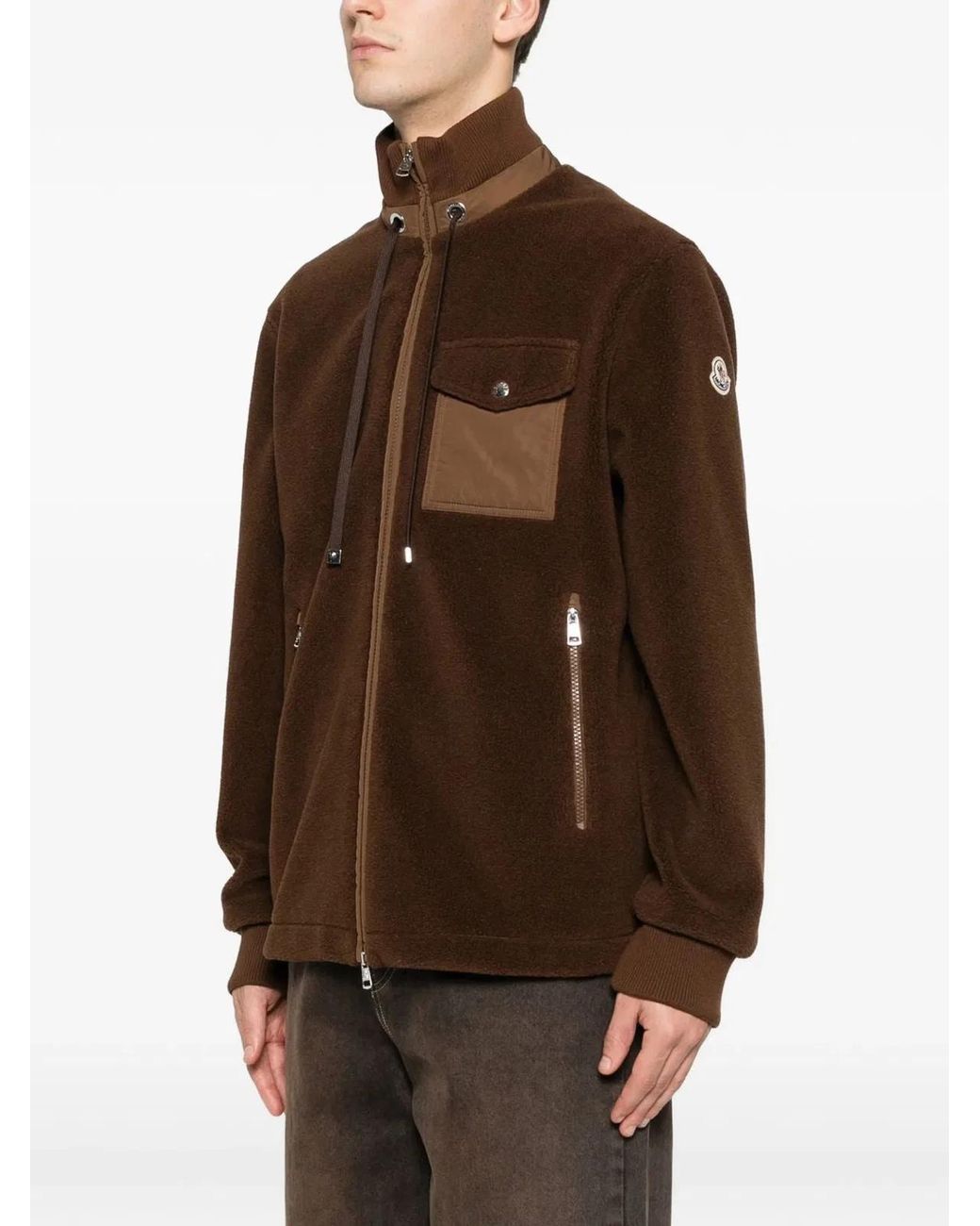 Moncler Brown Zip Up Cardigan for men