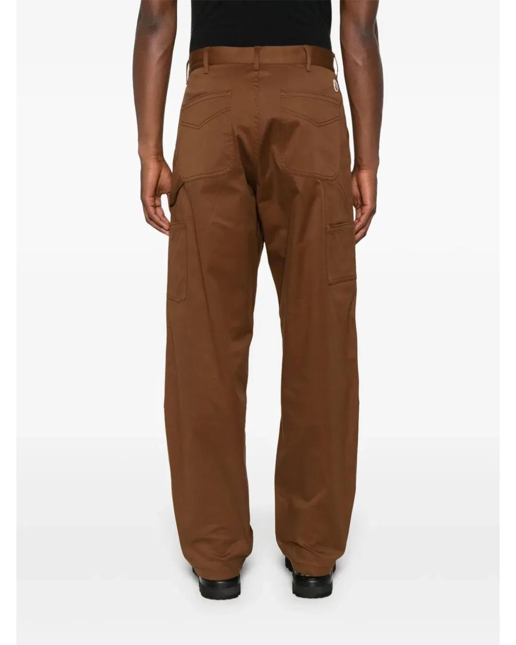 Moncler Brown Cotton Gabardine Trousers for men