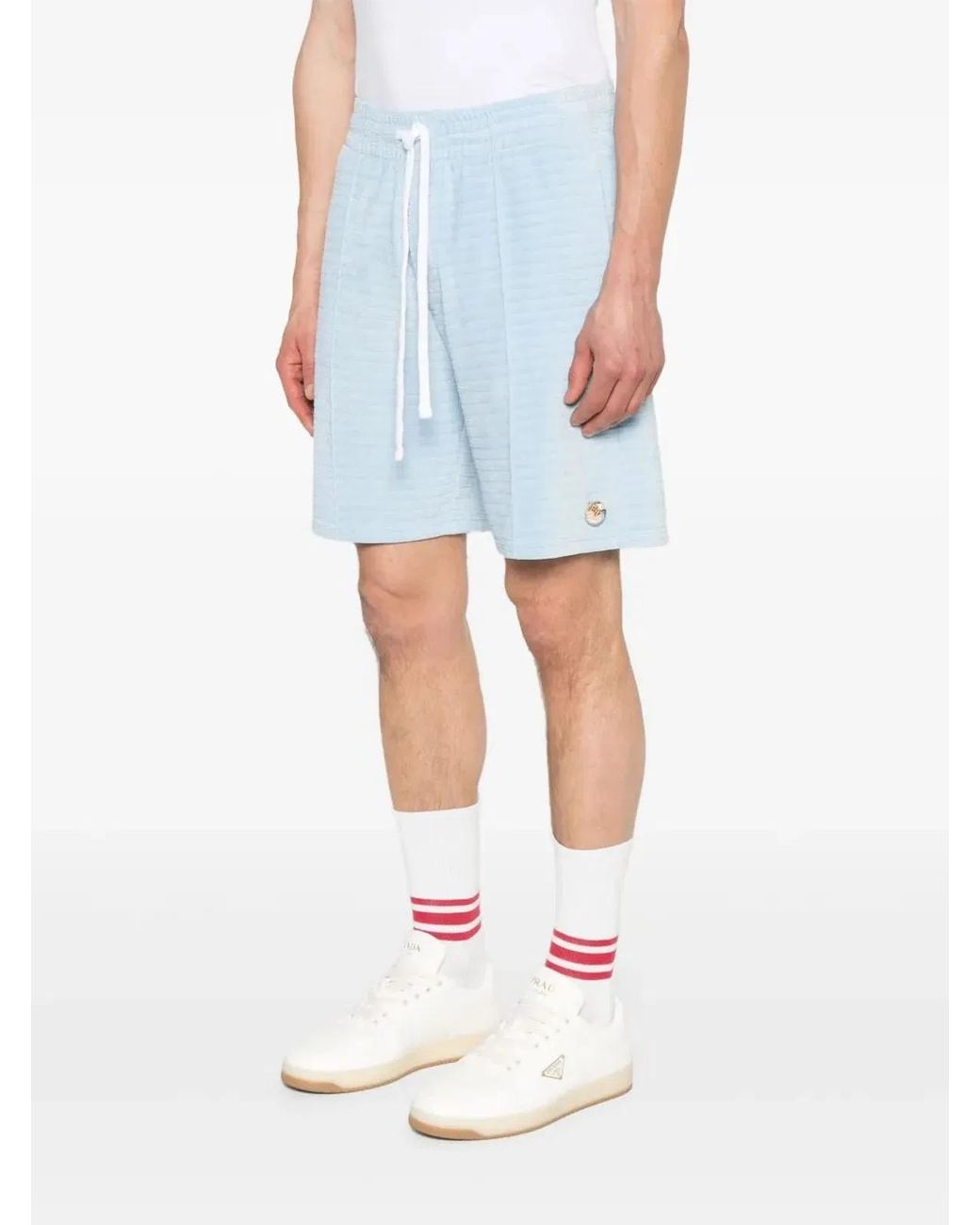 Casablanca Blue Velour Pintuck Shorts for men