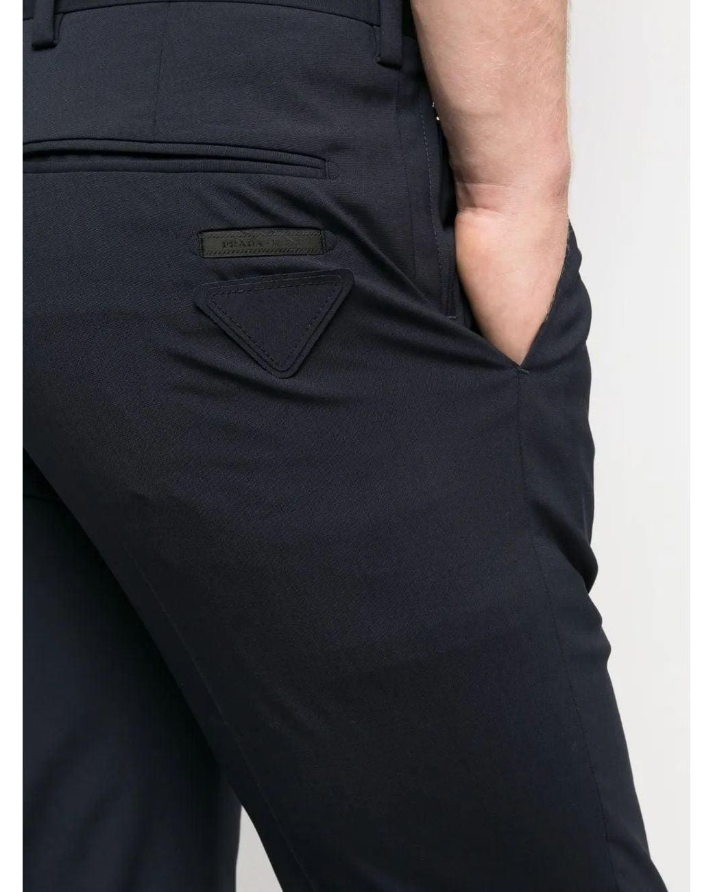 Prada Blue Stretch Wool Trousers for men