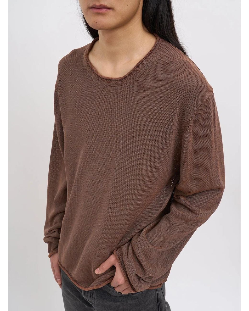 Our Legacy Brown Rigid Popover Sweater Iridescent Copper Tech Cotton for men