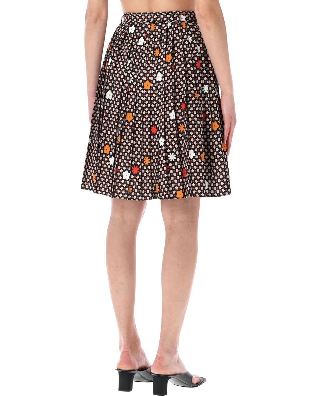 MM6 by Maison Margiela Black Plitted Skirt Flower