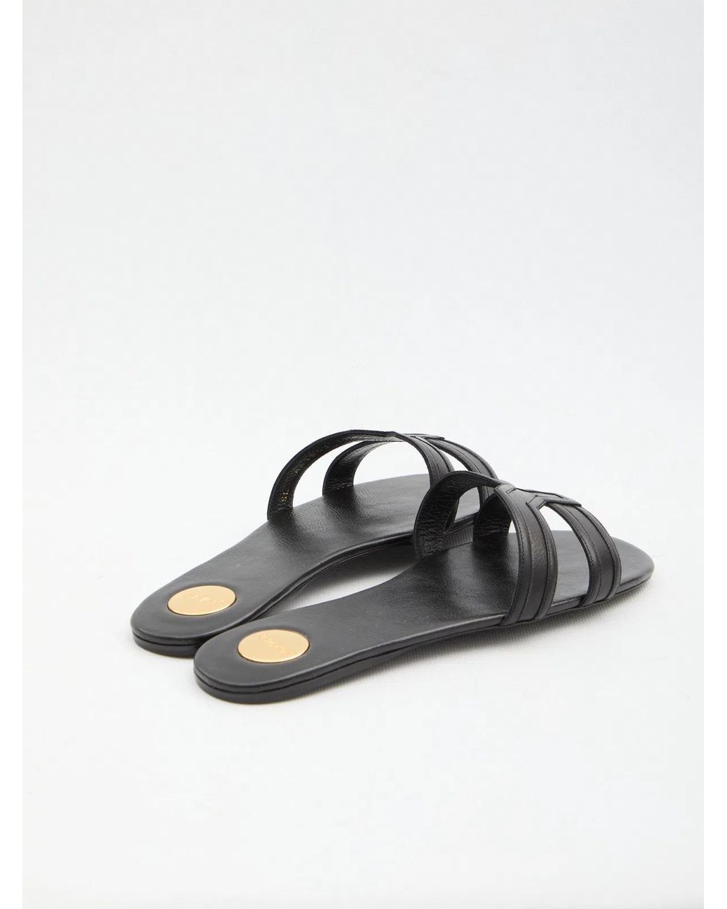 Saint Laurent White Mabrouka Leather Sandals