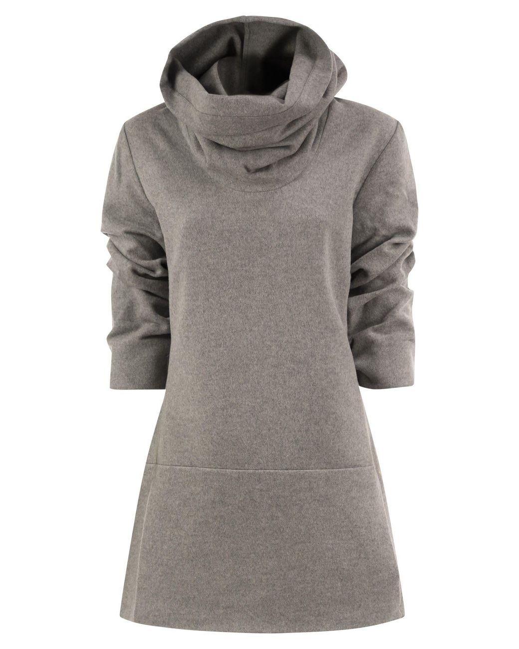 7 For All Mankind Gray Short Wool And Cashmere-Blend Hooded Dress