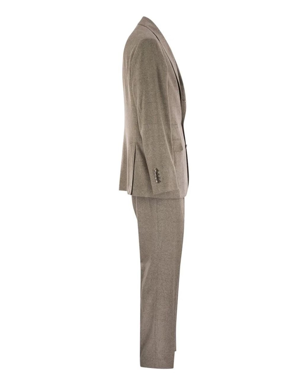 Brunello Cucinelli Natural Prince Of Wales Flannel Suit for men