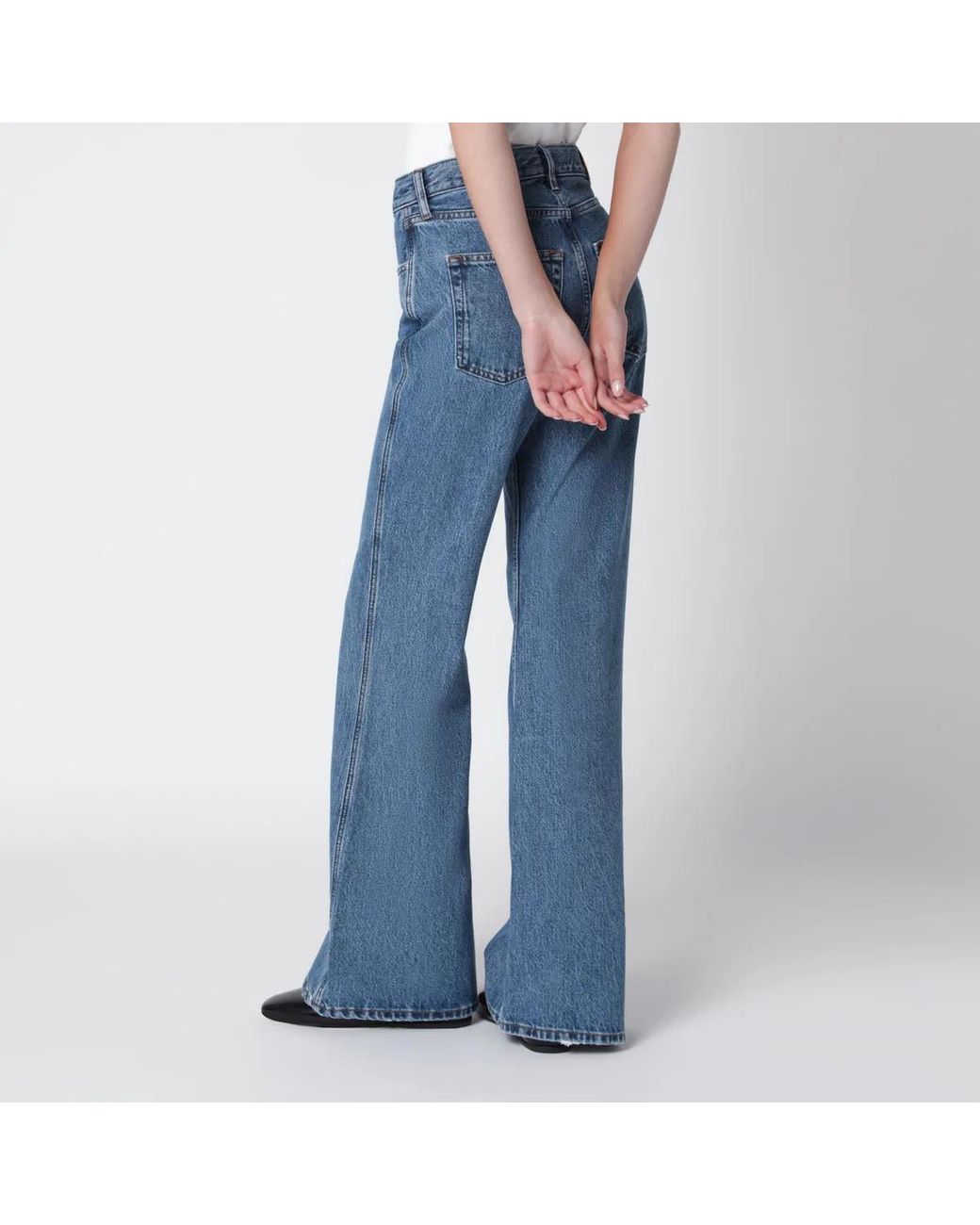 Anine Bing Blue Wyatt Flared Jeans With Soft Flares