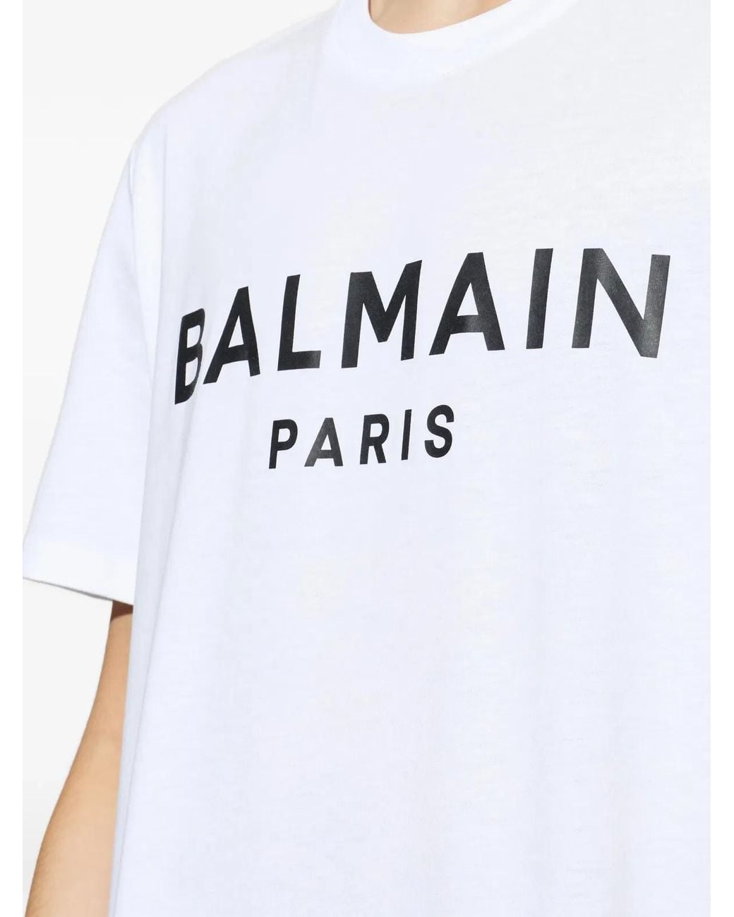 Balmain White Cotton T-Shirts Loose Sleeve