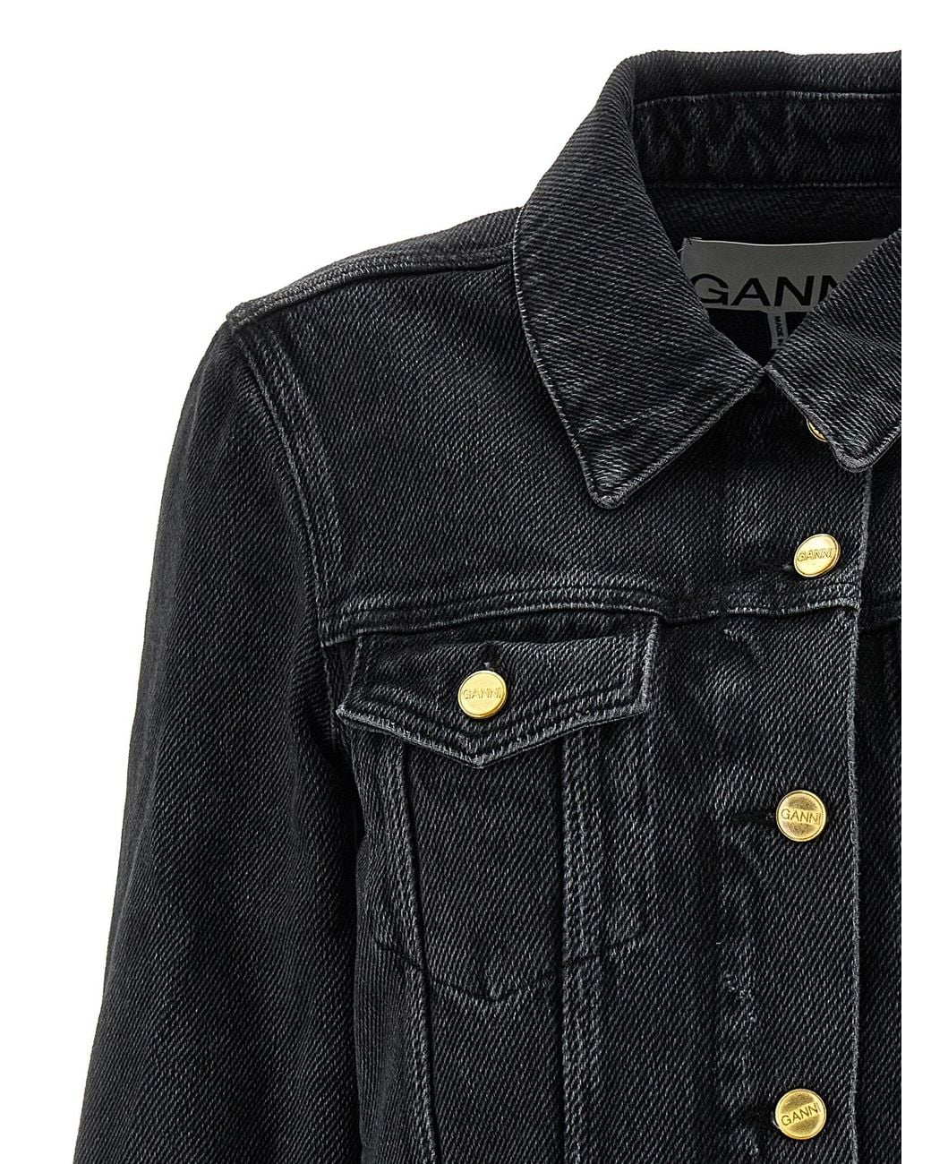 Ganni Black Cropped Denim Jacket