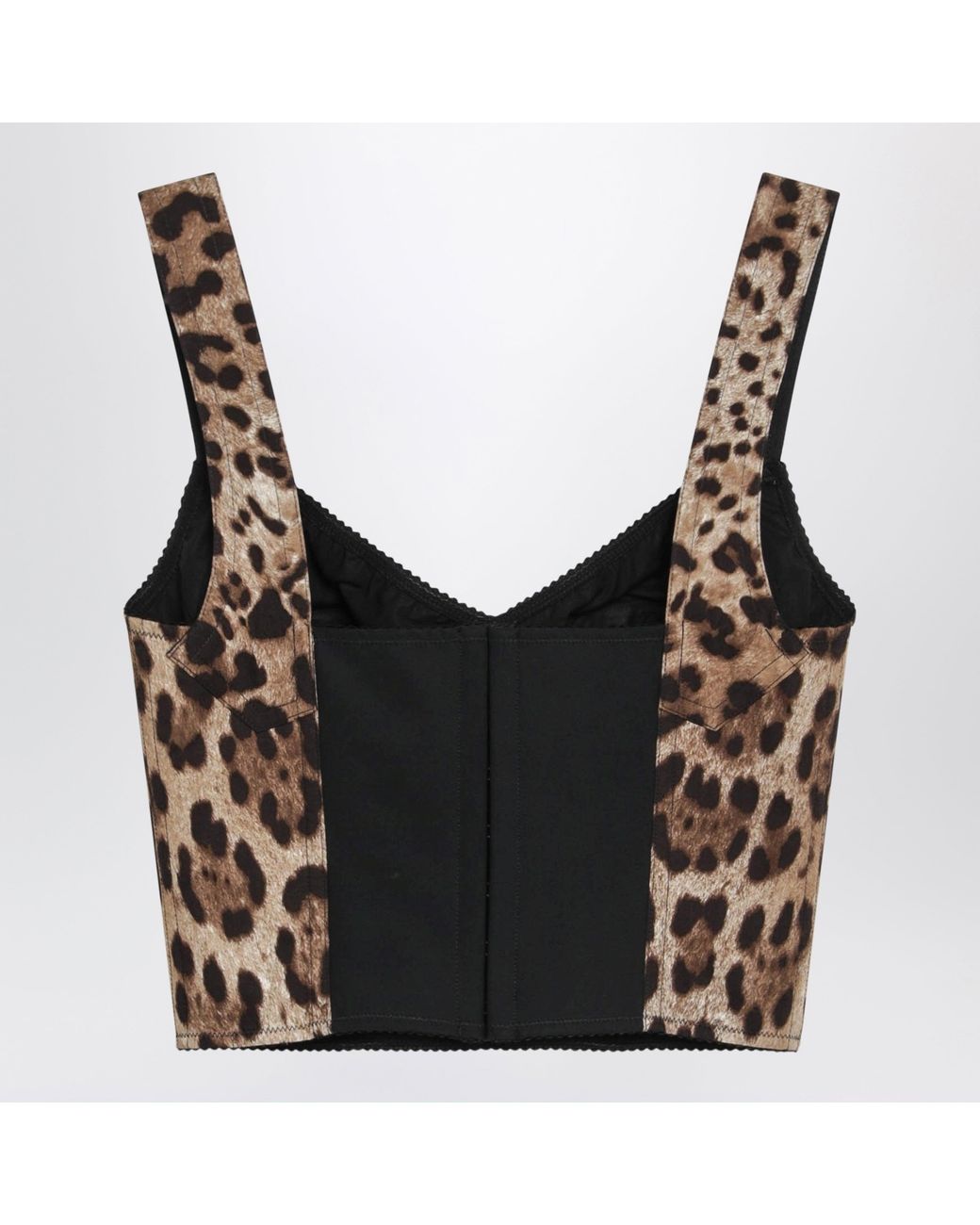 Dolce & Gabbana Brown Dolce & Gabbana Leopardprint Cotton Bustier Top
