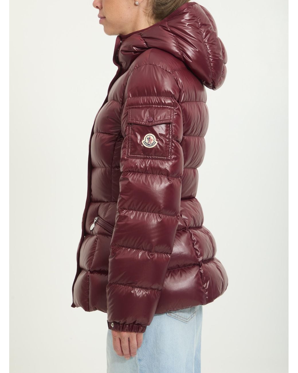 Moncler Red Logo-Patch Padded Jacket