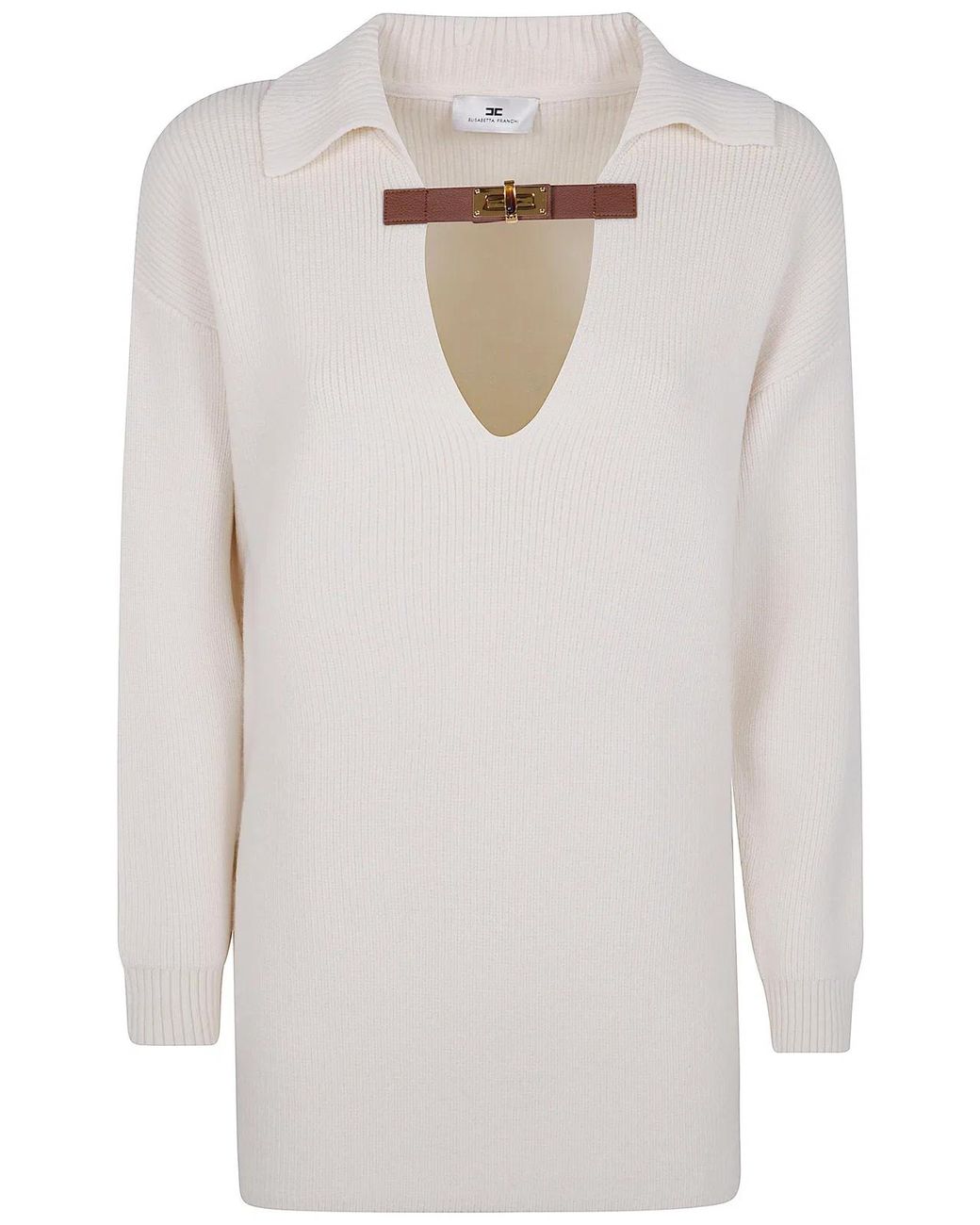 Elisabetta Franchi White Polo Neck Sweater