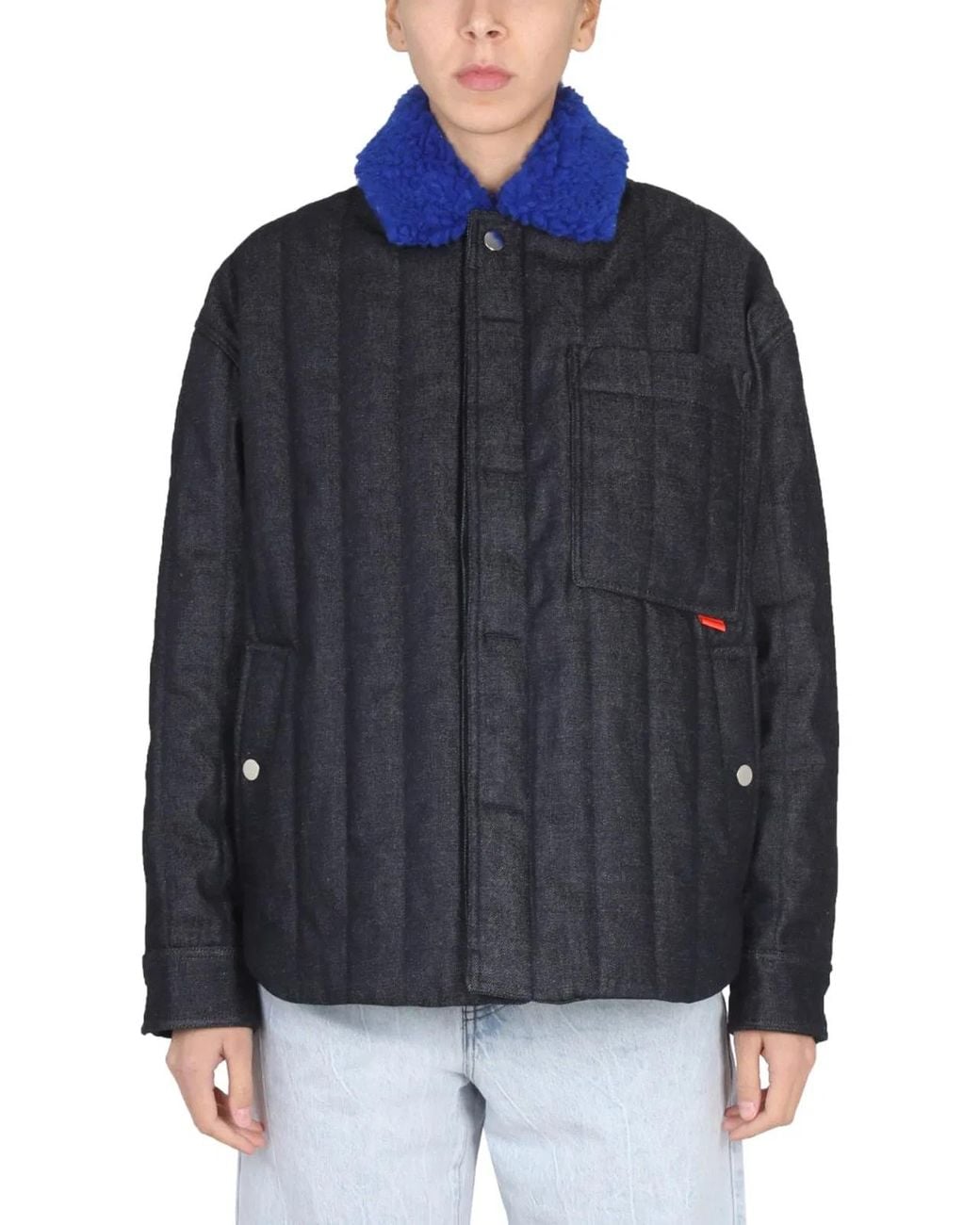 Sunnei Blue Jacket With Faux Fur